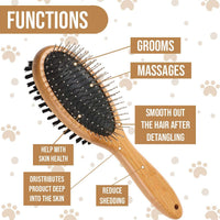 Kylepet Dog Brush, Double Sided Pet Slicker Brush with Bamboo Handle for Dogs and Cats Long Hair Pets Grooming Comb for Removing Shedding, Tangles and Dead Undercoat